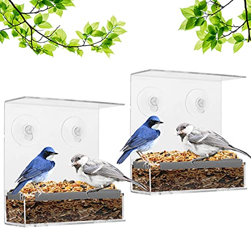 Strong Suction Cup Outdoor Window Bird Feeder - 2 Pack
