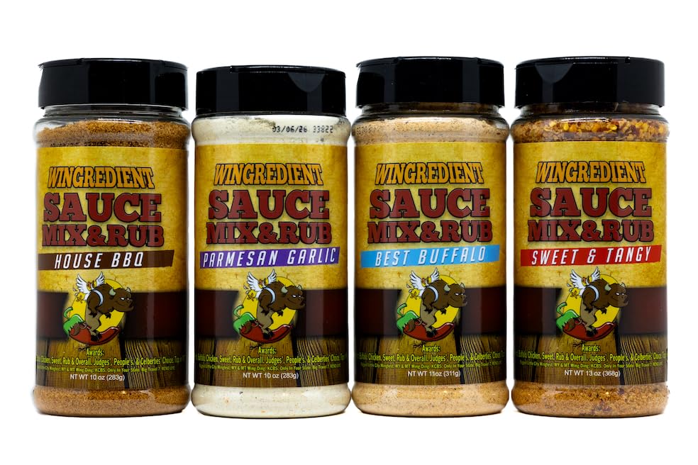 Awards-Winning Wing Sauce Variety Pack | Buffalo, BBQ, Sweet Tangy, Garlic Parmesan - 4 Bottles